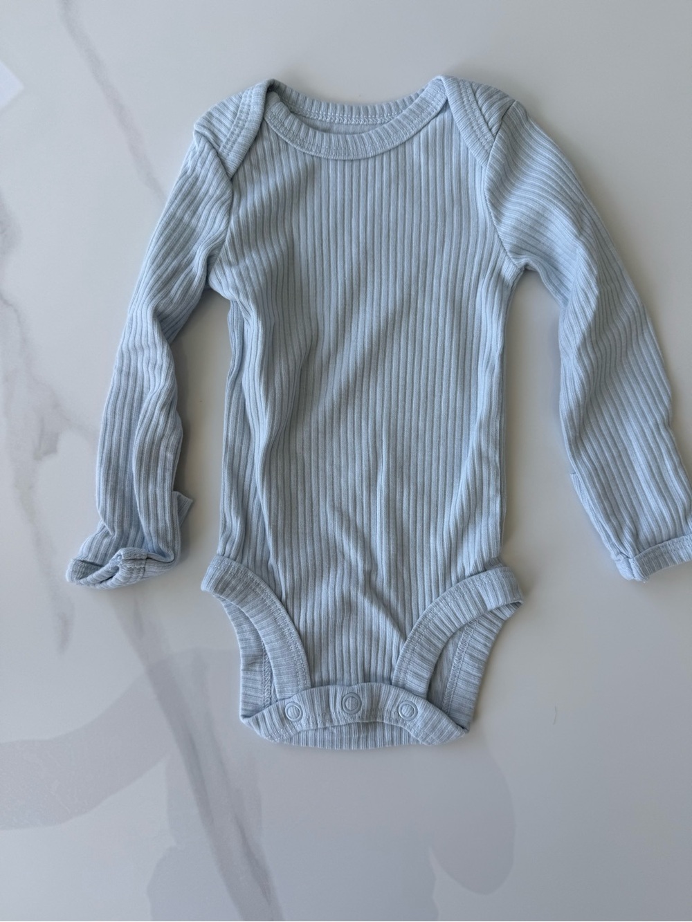 NWOT Carter's Light Blue Ribbed Long-Sleeve Baby Bodysuit NB